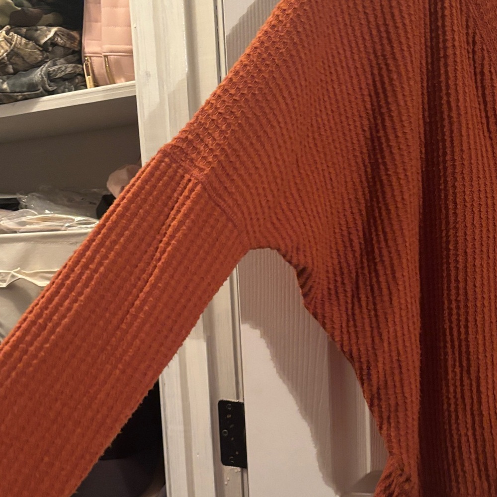 Cozy Rust V Neck Sweater - Picture 4 of 6